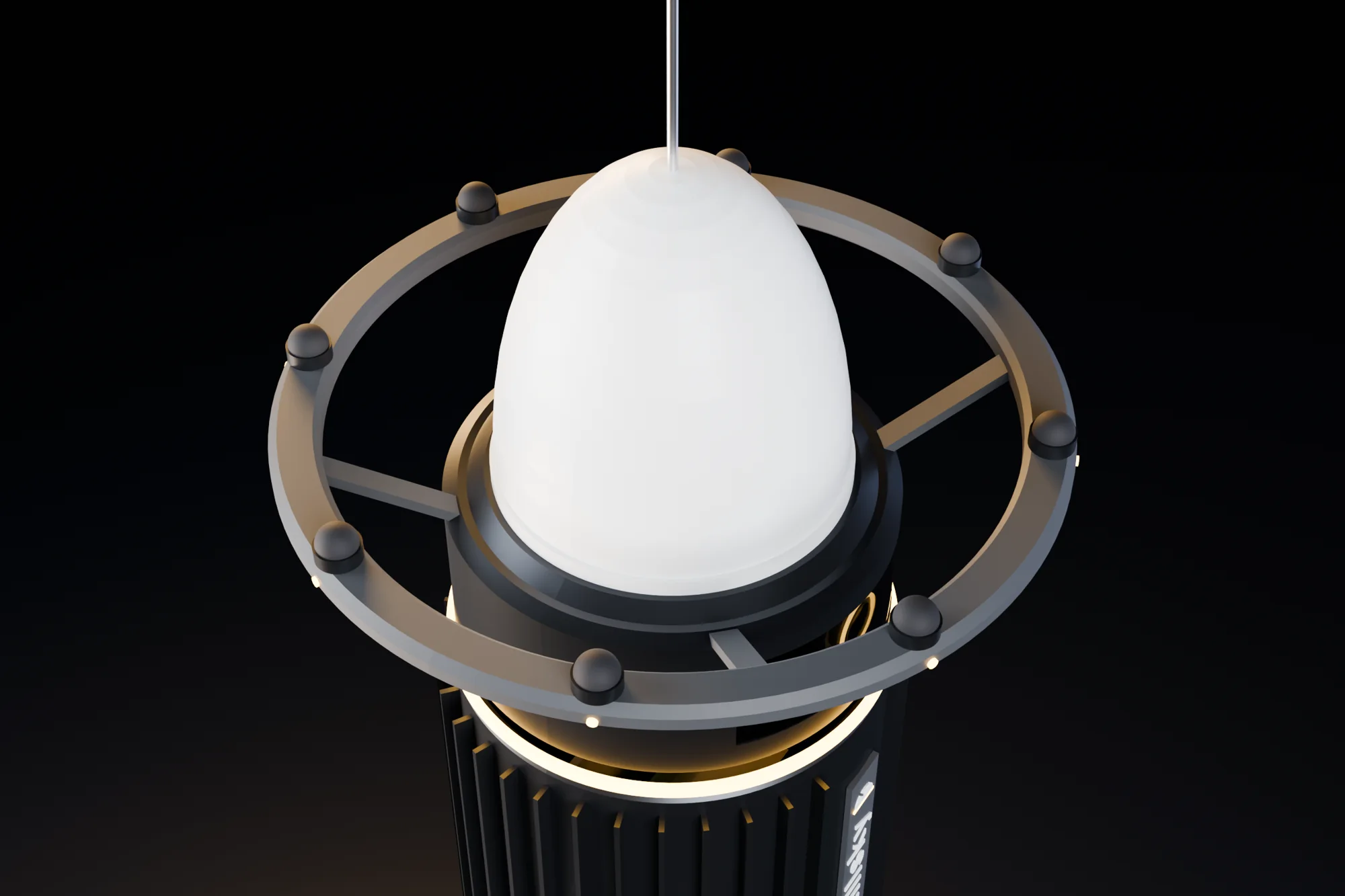 The Watchpost from above: the white radome inside the eight-microphone halo